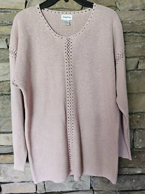 Suéter Neiman Marcus Damas Lino y Algodón Rosa Malva Talla L Foto 1 de 4
