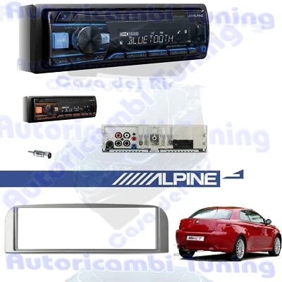 Kit Radio Autoradio ALPINE UTE-200BT + mascherina 1DIN Grigia Alfa GT - Immagine 1 di 4