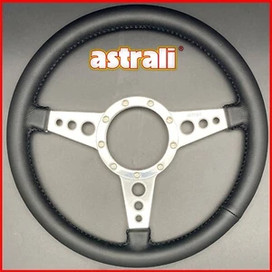 14" Leather classic car alloy spoked Steering Wheel Suits Moto-Lita Hub - Picture 1 of 8