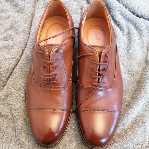 Clarks Coling boss BRITISH TAN LEATHER scarpa uomo WIDE FIT UK 7 1 2 H EU 41. 1 2