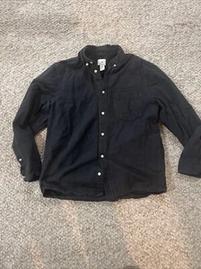 H&M Regular Fit Long-Sleeve Button Up Dress Shirt Medium Black Solid - Picture 1 of 3