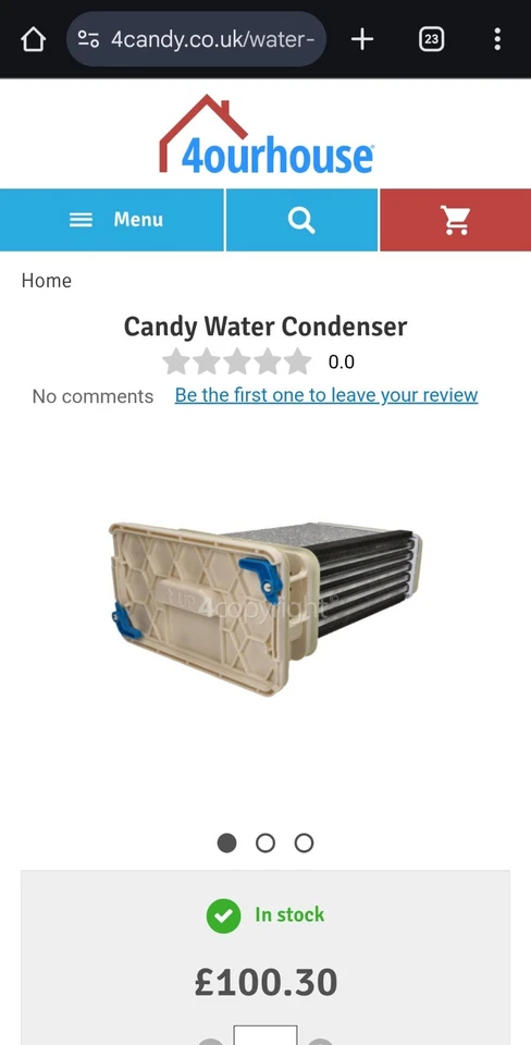 Candy/Hoover Water Condenser 70011005 - image 1 of 1