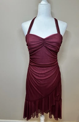 Y2k City Triangles Womens Halter Ruffled Asymmetrical Dress Sz L Prom Fairy Midi - Image 1 of 4