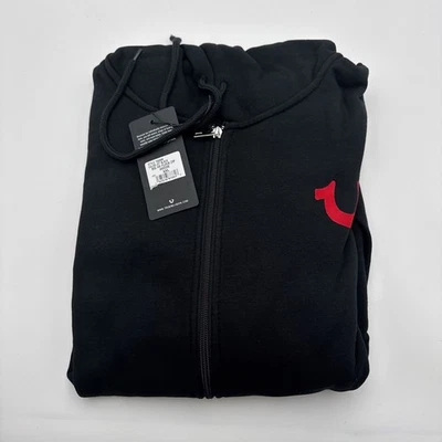 True Religion Flocked Horseshoe Zip Hoodie Budda Black XXL NWT - Image 1 of 4