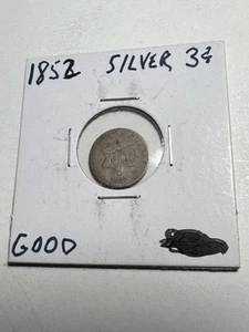 1852 three cent silver piece- good condition - Picture 1 of 6