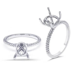 Minimalist Oval 9x7mm Solitaire Ring Semi Mount In 14k White Gold (54210) - Picture 1 of 5