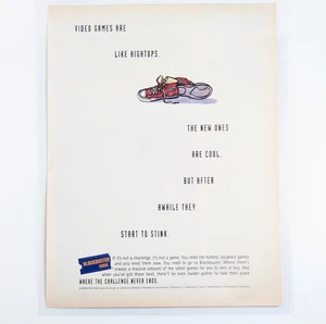 Blockbuster Video 1994 Laminated Ad Video Game Rental Retro Store Collect Gift - Picture 1 of 6