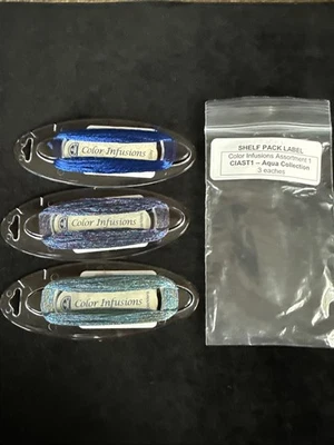 DMC Color Infusions Aqua Collection Silky & Sparklers 5 Yards Each NOS - Image 1 of 4