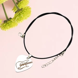 Guitar Pick Necklace PU Cord and Stainless Steel Charm Shaped Like - Picture 1 of 17
