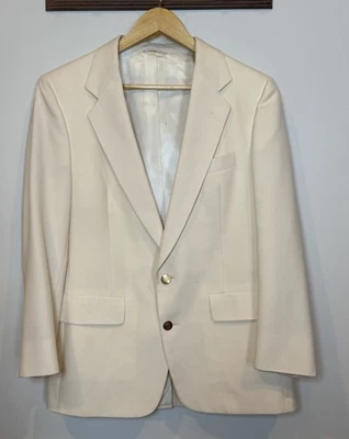 Blazer Christian Dior Monsieur vintage 42S lã creme botões de crista dourada EUA - Imagem 1 de 4