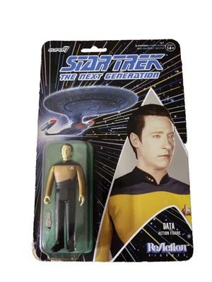 Figura de acción coleccionable Super7 ReAction Star Trek TNG Data 3,75" nueva sellada Foto 1 de 4