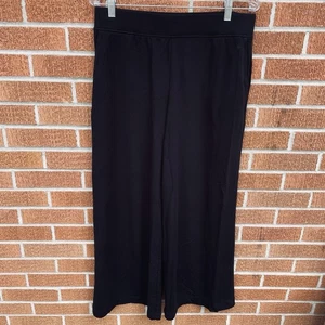 Lou & Grey Women’s Wide Leg Pants Sz L Black Soft Elastic Waist Pull On Pockets - Picture 1 of 7