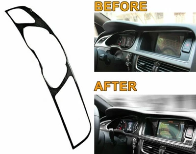 Tablero interior de fibra de carbono real instrumento navegador moldura para Audi A4 A5 13-16 Foto 1 de 4