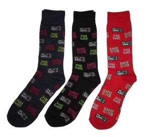 3 pares de calcetines de vestir de novedad para hombre Gamer You Win Game Over zapato 6-12 - Imagen 1 de 2