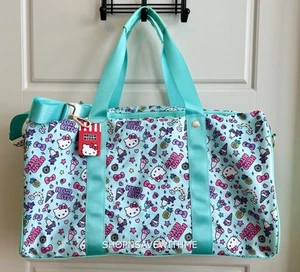 Hello Kitty Travel Carry-On Weekender Aqua Nylon Duffle Bag NWT - Picture 1 of 15