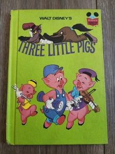 Libro de tapa dura Walt Disney’s Three Little Pigs 1972 libro infantil vintage niños - Imagen 1 de 2