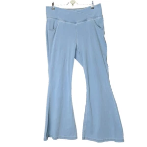 Halara Flex Jeans XL Super Flare Blue High Waist Crossover Pockets Stretchy Bell - Picture 1 of 9