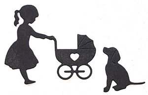 Mädchen Schieben Baby Buggy Kinderwagen Welpe Hund Metall Matrizen Standard Dünn - Bild 1 von 2