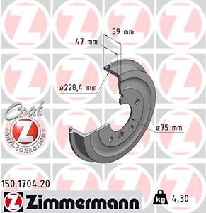 2x ZIMMERMANN Bremstrommel COAT Z 150.1704.20 für BMW 3er E36 Compact 316 318