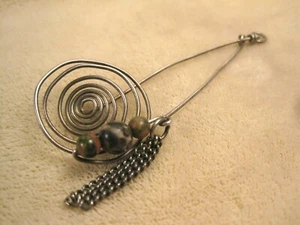 Vintage Swirl Hand Made Sterling Silver Jasper Green Ocean Gemstone Pendant 925 - Picture 1 of 4