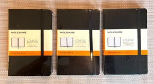 3 PACK - Moleskine Classic Collection SMALL Ruled Hard Cover Notebook - BLACK - Picture 1 of 2