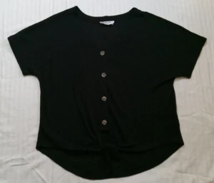 Double Zero Textured Shirt With Tie Size Large Black - Picture 1 of 8