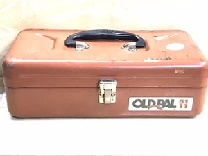 Vintage Old Pal 5211  Brown Metal Fishing  Tackle Box.  13.5”W, 6.5" D, 4.5” T - Picture 1 of 8
