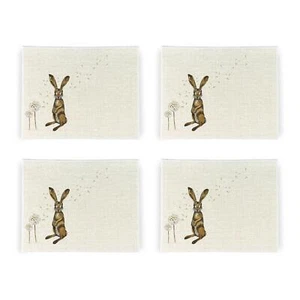 Hares & Löwenzahn Leinen Tischset Set - Stoff Tischmatten 4er Set - Bild 1 von 1