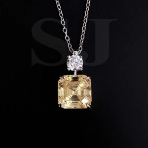 4.10 Ct Certified Champagne Treated Diamond Solitaire Pendant In 925 Silver ! - Picture 1 of 7