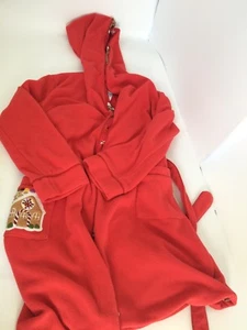 NICK & NORA Red Hooded Tie Fleece Robe Gingerbread House Sock Monkey Size M 7/8 - Picture 1 of 3