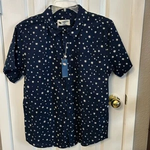 Flamehead Skate USA Buttonup Boys Teen Size 16 Navy Blue Star Print SS Shirt NWT - Picture 1 of 6