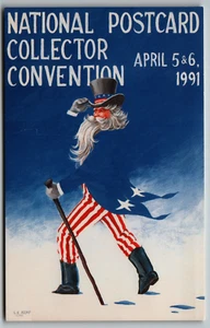 National Postcard Collector Convention - Uncle Sam  Postcard by S.E. Kemp 1991 - Picture 1 of 2
