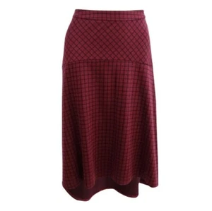 NY Collection Skirt Red Size M Plaid A-Line Hi-Low Stretch Elastic Waist New - Picture 1 of 5