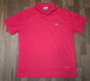 Men's Red LACOSTE 8 Izod Alligator Short Sleeve Button POLO SHIRT L - Picture 1 of 3