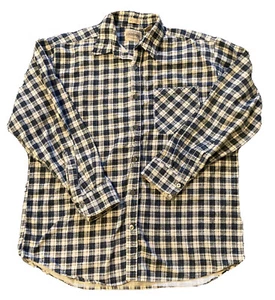 Saugatuck Dry Goods Co. Flanell blau weiß kariert Langarm Hemd Herren Größe L - Bild 1 von 4