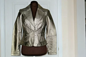 CAMI HERMOSA CHAQUETA DE CUERO BRONCE PARA MUJER TALLA 6 COMO NUEVA - Imagen 1 de 4