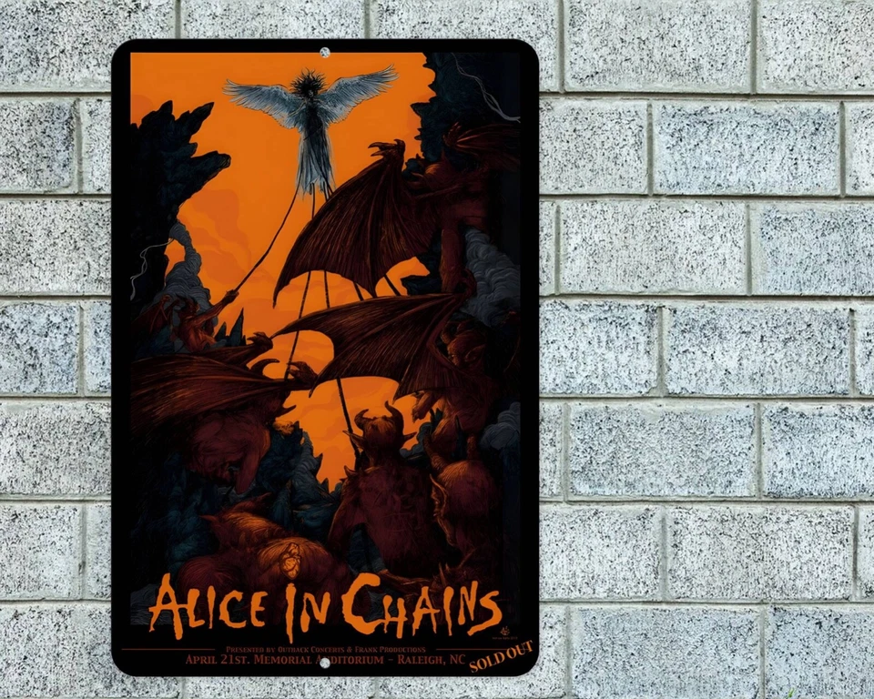 Alice In Chains Sign Aluminum Metal 8"x12" Garage Man Cave Rock Concert - Image 1 of 1