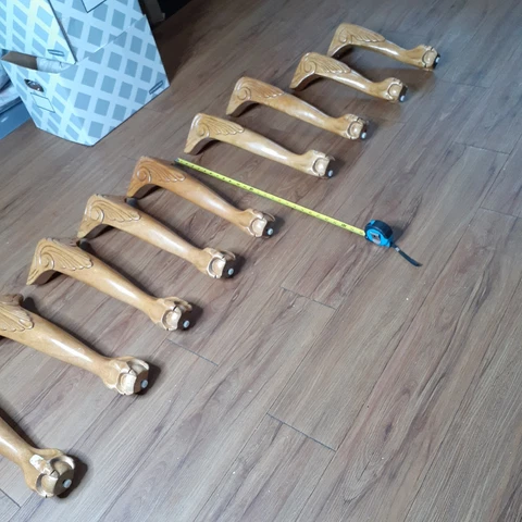 9 Solid Wood Vintage Claw Foot Tabe/ Chair Legs 7-18" Inch,and 2-14 Med Brwn Cover