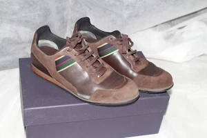 GUCCI Mens Shoes US Size 9.5 Brown Leather/Suede Sneakers Made in Italy - Picture 1 of 14