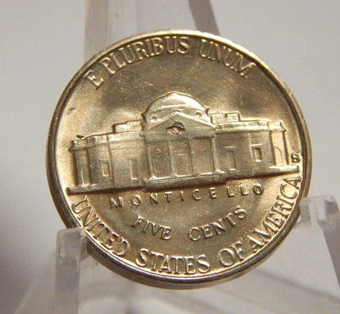 Mint Error - Struck Thru - Uncirculated - 1949-S Jefferson Nickel Cover