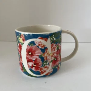 ANTHROPOLOGIE MONOGRAM Coffee Tea MUG C FLORAL3.5”x3” HTF - Picture 1 of 5