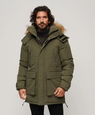 Superdry Hombre XPD Everest Parka Lavado Caqui Verde Chaqueta Con Capucha Pesada Foto 1 de 4