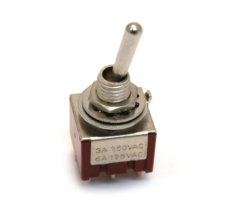 (1) Chrome "Bat" Lever ON-ON-ON DPDT Mini Toggle Switch Guitar/Bass EP-4180-010 - Image 1 of 1