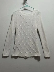 Suéter de punto blanco manga larga Liz Claiborne para mujer talla M ropa de trabajo informal - Imagen 1 de 7