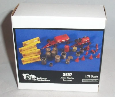 VERLINDEN 1:72 AIRBASE FLIGHTLINE ACCESSORIES FUEL / OIL CARTS CONES ETC 2627 - Image 1 of 2