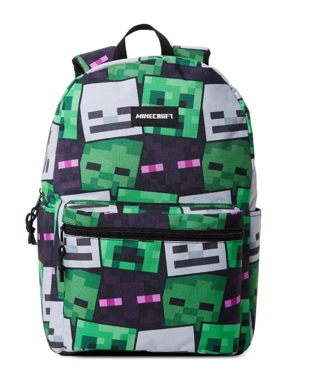 Minecraft Creeper Print 17" Laptop Backpack Green Black Unisex BIOWORLD️