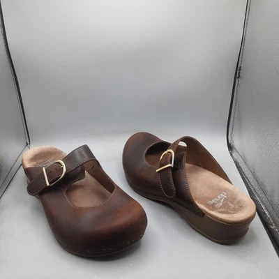 Zapatos Dansko Mujer Talla 39 Cuero Marrón Mary Jane Zueco Mula Hebilla Comodidad Foto 1 de 4