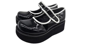 Demonia Sprite 01 Patent Black And White Platform Mary Janes Sz 8 - Picture 1 of 15
