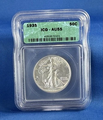 1935 Walking Liberty Half Dollar ICG AU55 - Image 1 of 2