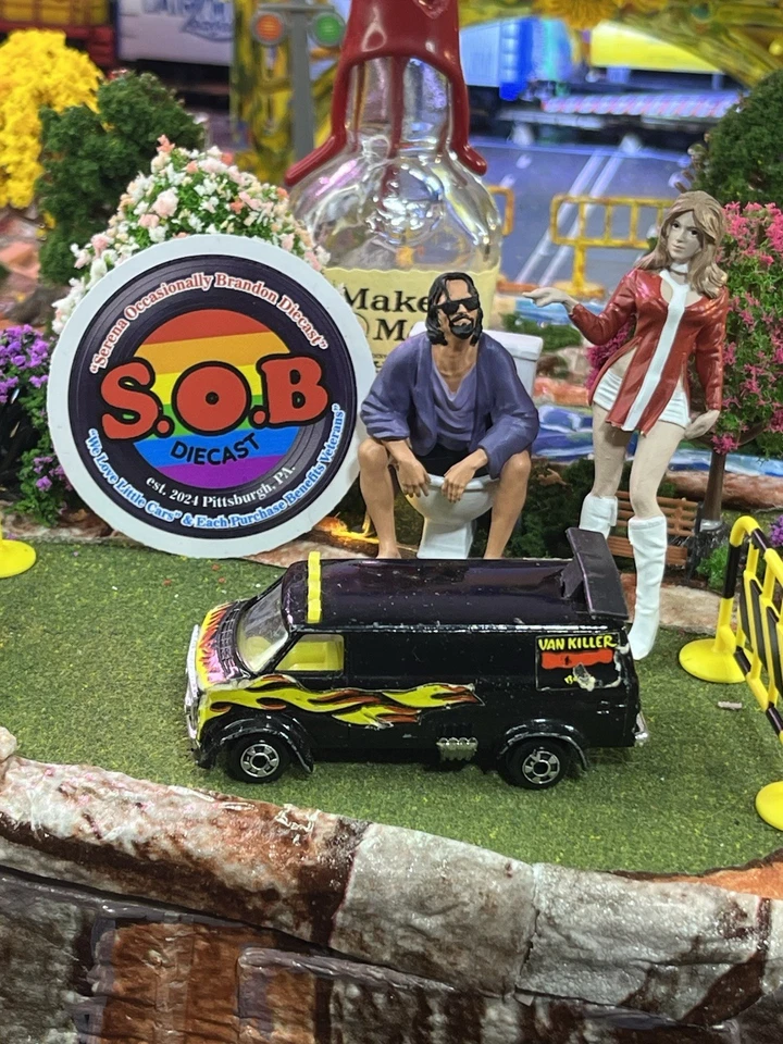 Zylmex Chevrolet Van Killer P343 Black w/ Flames Diecast USED NM Condition HK - Image 1 of 4